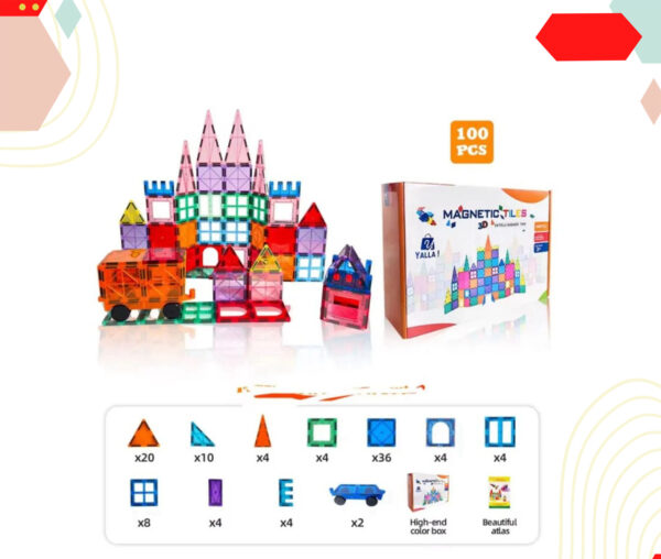 المكعبات المغناطيسية (Magnetic Tiles 3D Intelligence Toy) - 100 PCs